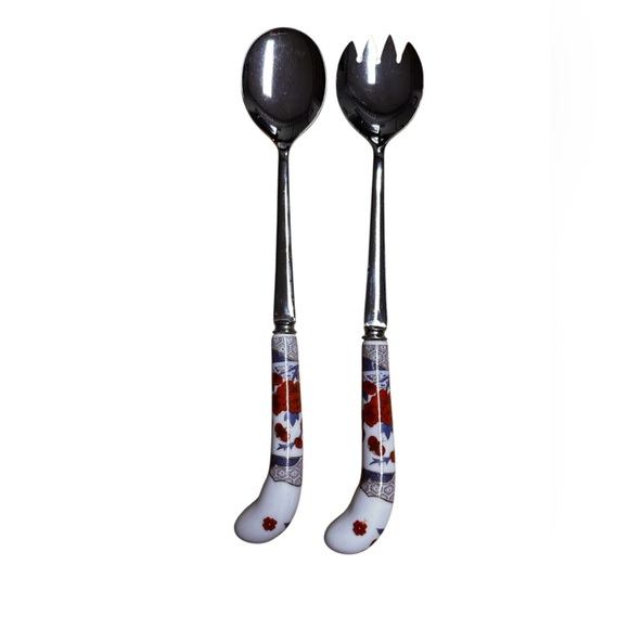 House Of Prill Other - House of Prill Stainless Sheffield England Porcelain Salad Utensils Serving Set